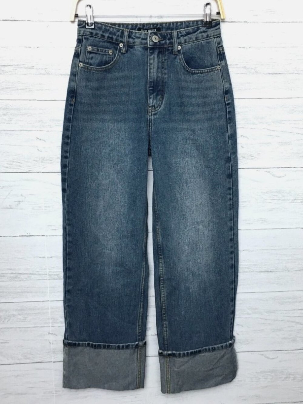 NEW Steve Madden Jeans Noelie Wide Leg Cuffed Jeans size 25 length 27"
